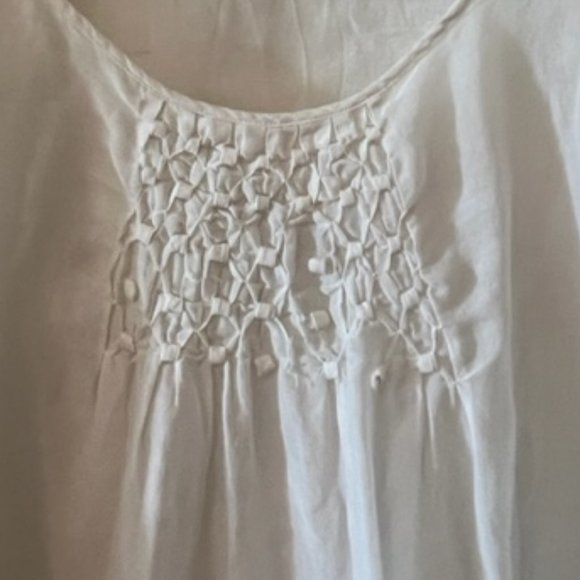 Silk/Cotton Sheer Winter White Blouse - Picture 4 of 9